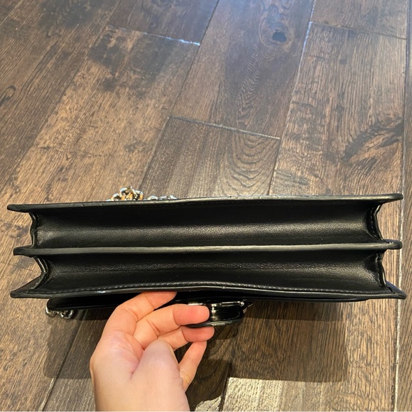 Pinko black leather her flap with multicoored graffiti print chain love bag - Picture 8 of 14